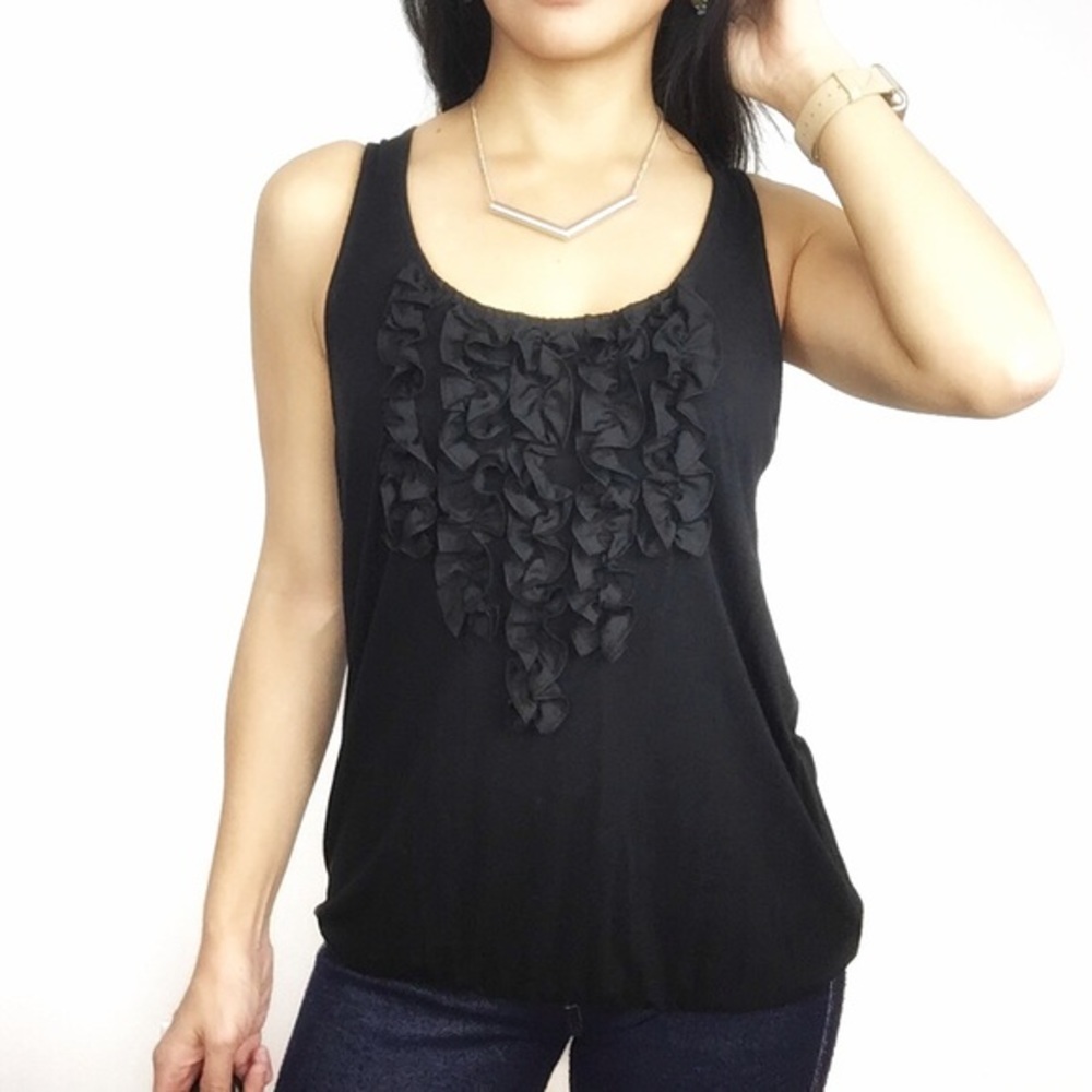 Black Ruffles Tank Top - Picture 3 of 4